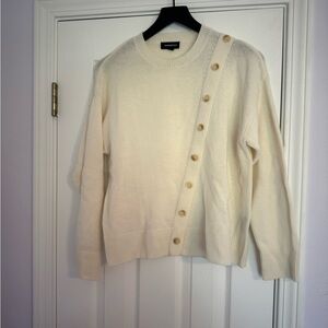 Summersalt Cream Crew Neck Sweater with Asymmetrical Design